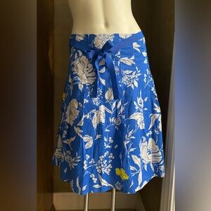 Vintage OLD NAVY Low Waist Pleated Floral Lined Blue Yellow White Skirt Women  8